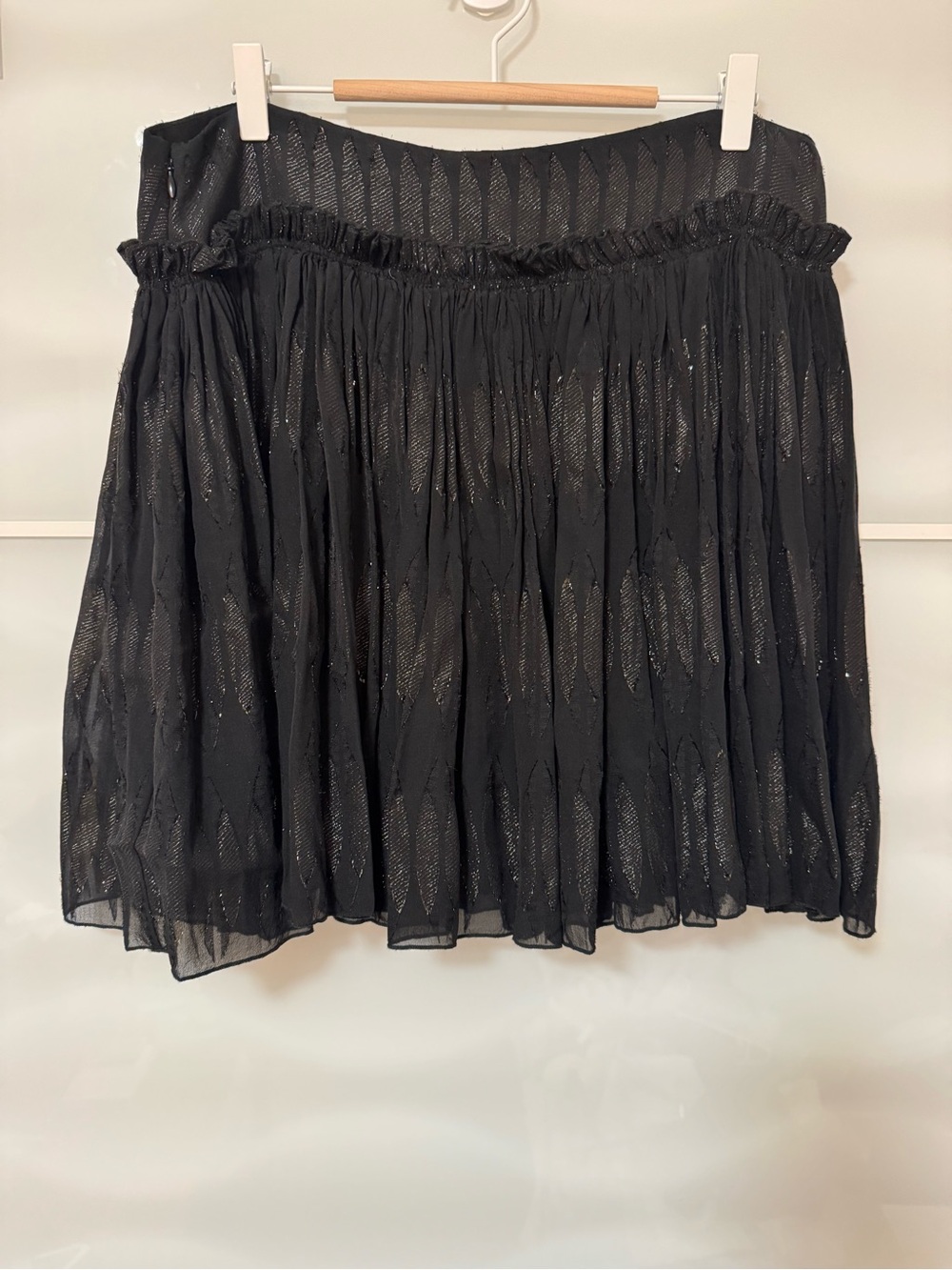 NWT See by Chloe silk chiffon black mini skirt size 10 medium metallic